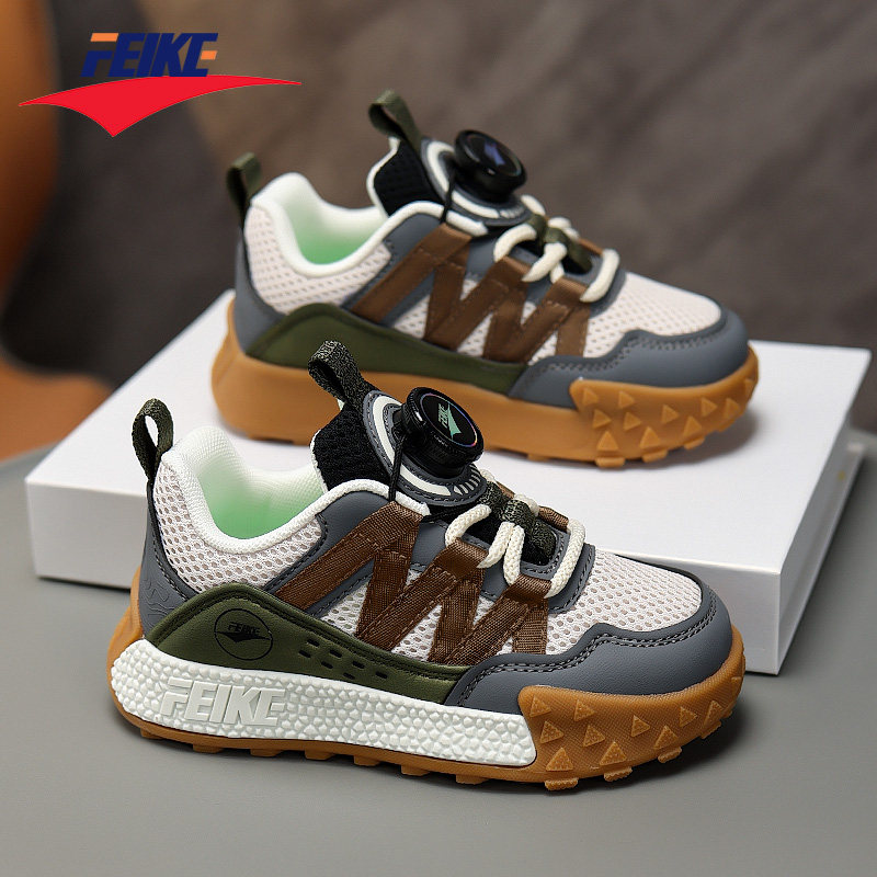 菲克童鞋男童旋转扣运动鞋2026春秋新款中大童网面透气儿童休闲鞋