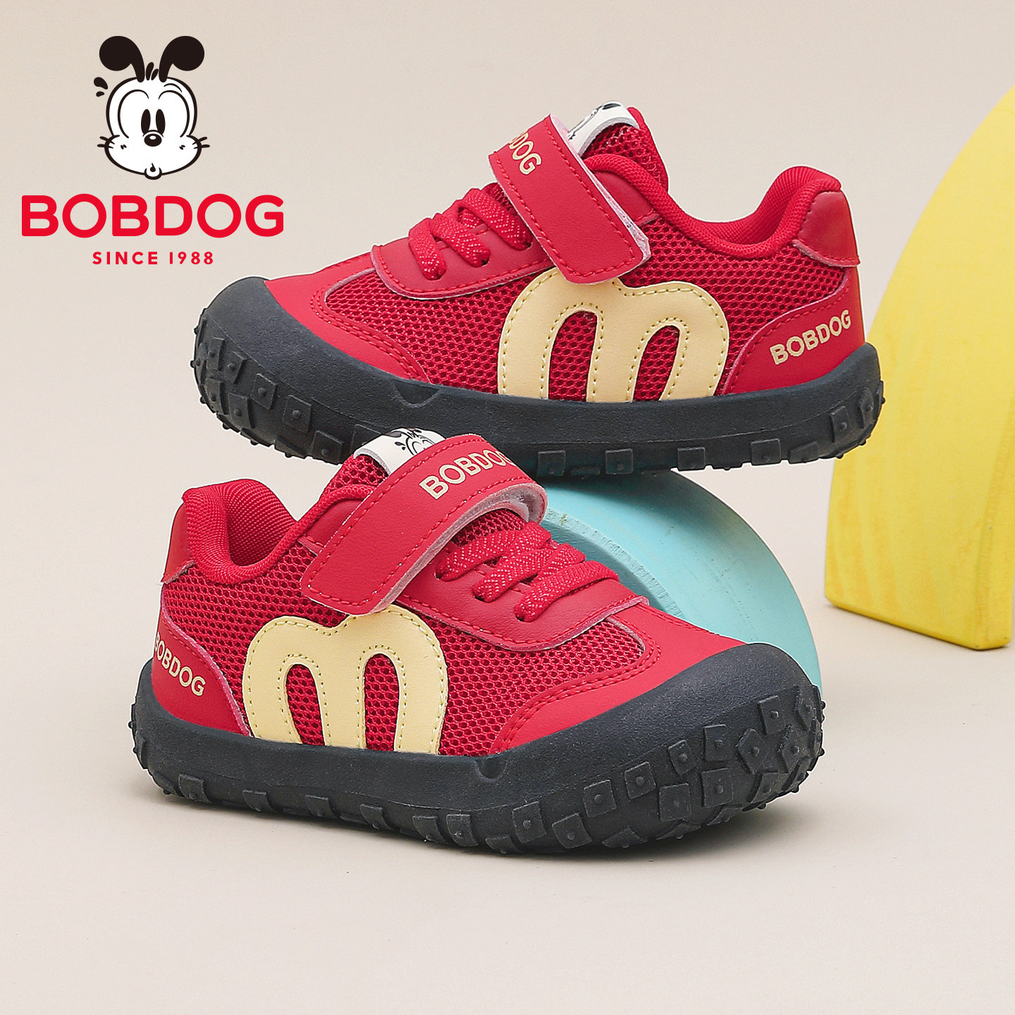 巴布豆童鞋宝宝学步鞋春秋2026新款网面透气防滑软底男童机能鞋子