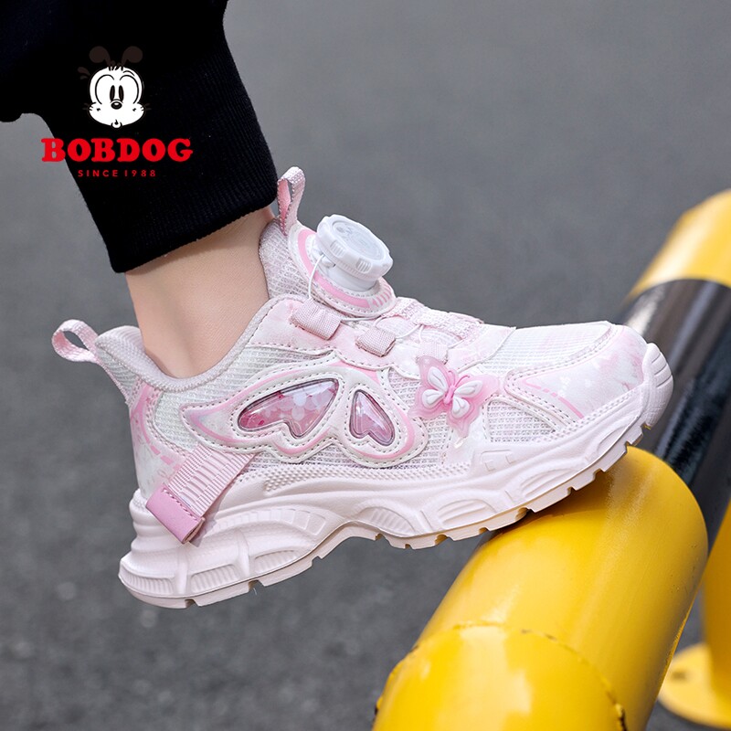巴布豆童鞋女童运动鞋2026春秋新款网面透气儿童公主鞋女孩老爹鞋