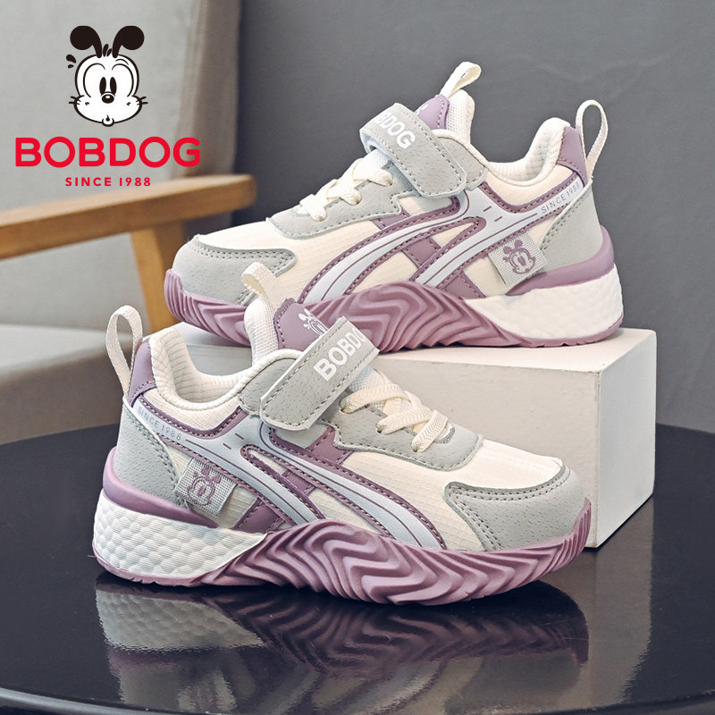 巴布豆童鞋女童运动鞋2025秋季新款皮面防水儿童潮牌鞋女孩防滑鞋