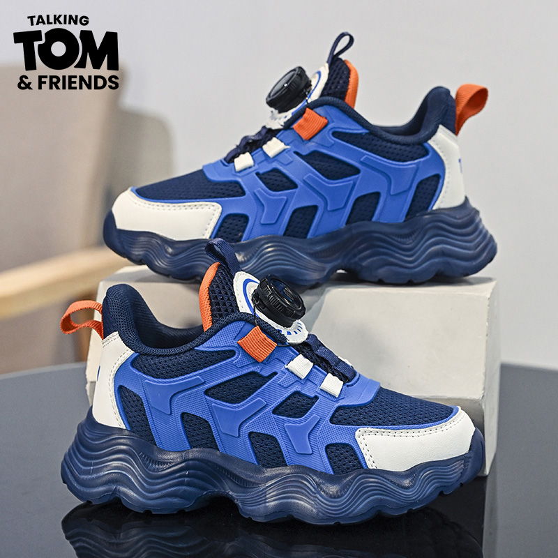 汤姆猫童鞋男童旋转扣运动鞋2024春秋款中大童网面透气儿童老爹鞋