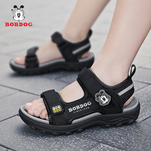巴布豆童鞋男童凉鞋2023夏季新款露趾魔术贴中大童休闲儿童沙滩鞋