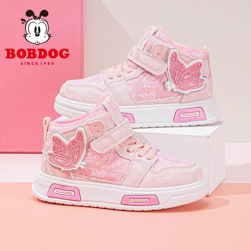 巴布豆女童二棉鞋2024冬季新款加绒保暖儿童高帮板鞋小公主运动鞋