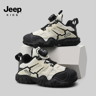 JEEP吉普童鞋男童运动鞋2025春秋新款网面透气儿童旋转扣休闲鞋子