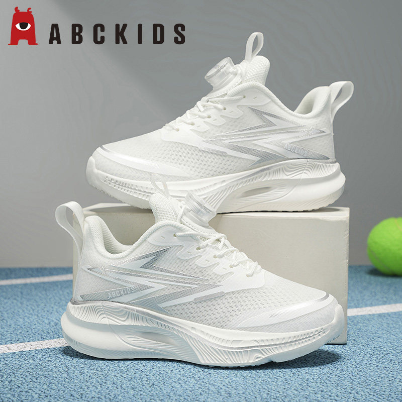 Abckids童鞋儿童小白鞋2026春夏款男童运动鞋女童透气白色跑步鞋