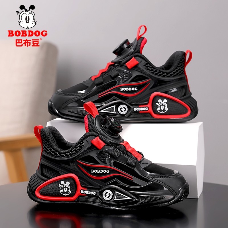 巴布豆童鞋男童运动鞋2025春秋新款中大童皮面防水儿童时尚篮球鞋