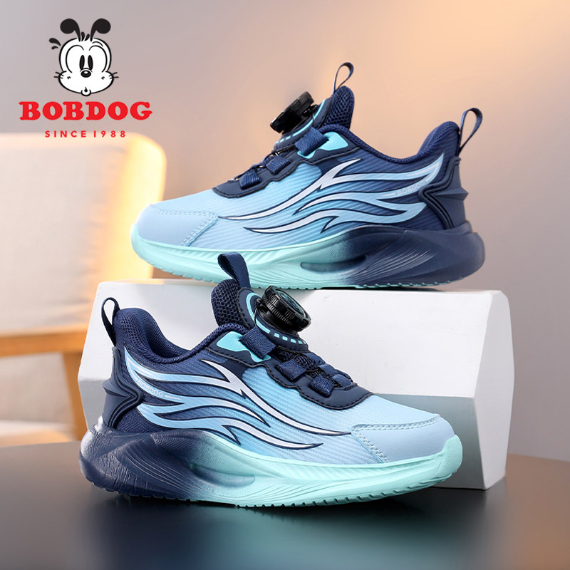 巴布豆童鞋男童旋转扣运动鞋2026春秋新款网面透气儿童轻便跑步鞋