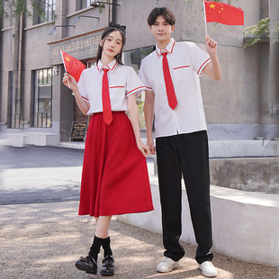 jk白衬衫学院风校服红领带高初中学生诗歌朗诵合唱班服表演服套装