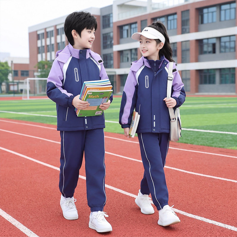 儿童冲锋衣秋冬校服幼儿园园服中小学生运动班服团体操演出服套装