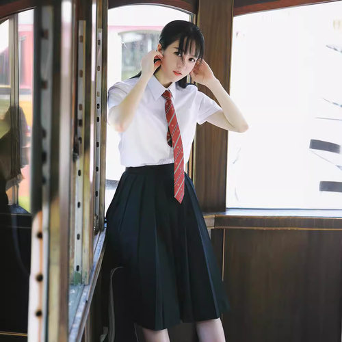 jk制服学院风白衬衫开学季运动校服黑色西裤长裙大合唱表演服套装