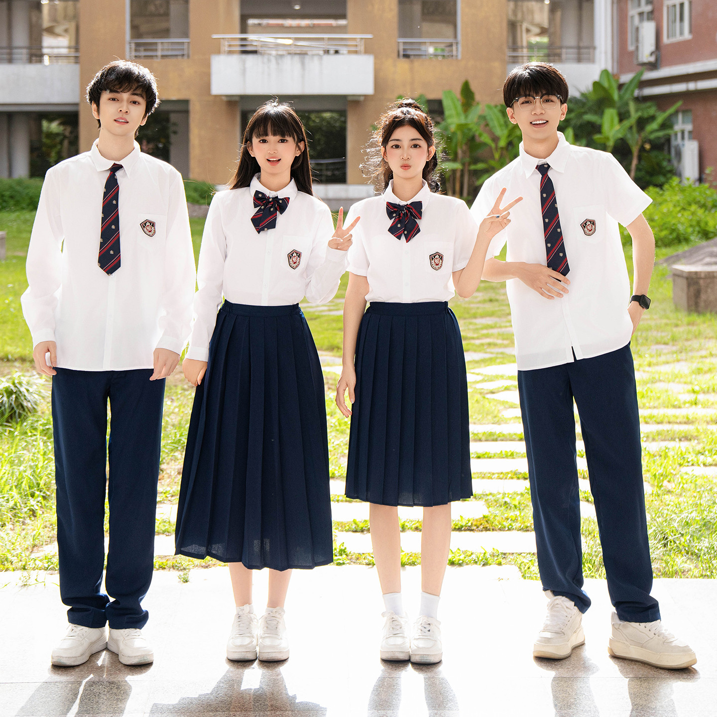男女衬衫初高中生小学生动会毕业班服校服西裤合唱比赛表演服套装