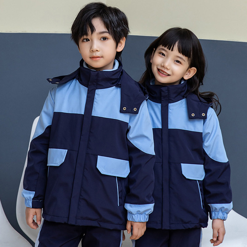 中小学生冲锋衣校服秋冬运动会班服冲锋裤幼儿园园服防寒保暖套装