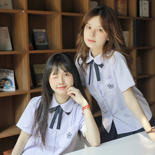 jk制服男女短袖衬衫学院风淡紫风琴褶藏蓝西裤毕业季班服长裙套装