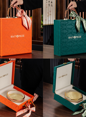 新款手提橙色四拼五拼多拼礼盒海参西洋参石斛滋补品包装盒礼品盒