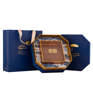 新款高档蓝色八角海参包装盒250克500克海参空礼盒辽参刺参礼品盒