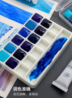 俄罗斯白夜White Nights水彩颜料大师级蓝色系固体水彩颜料分装