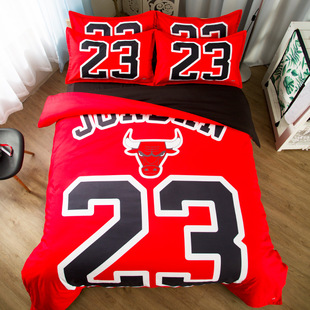 定做篮球主题公牛队数码印染床笠四件套学生宿舍床单3件套不褪色