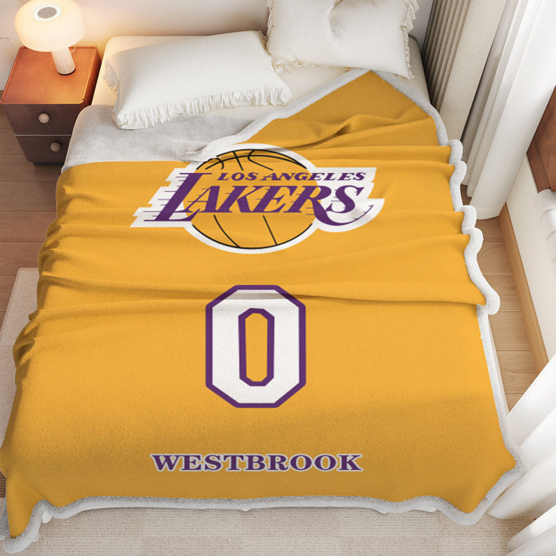 定做篮球NBA湖人队双人毛毯