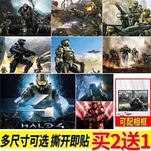 光晕海报游戏周边房间大尺寸自粘壁纸墙上贴画寝室墙贴装饰挂画