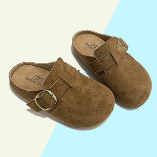 儿童拖鞋男童春季新款复古外穿厚底女孩鞋子女童包头防滑百搭半拖