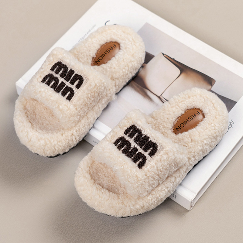 女童羊羔毛棉拖鞋冬季新款儿童防滑厚底保暖毛毛鞋男童一脚蹬拖鞋