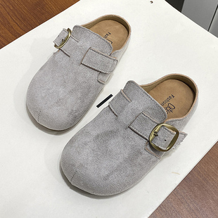 儿童拖鞋春季新款男童复古外穿厚底勃肯鞋女童包头防滑百搭沙滩鞋