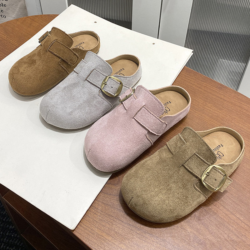 儿童拖鞋女童勃肯半拖鞋春秋季女孩外穿防滑包跟室外包头厚底百搭