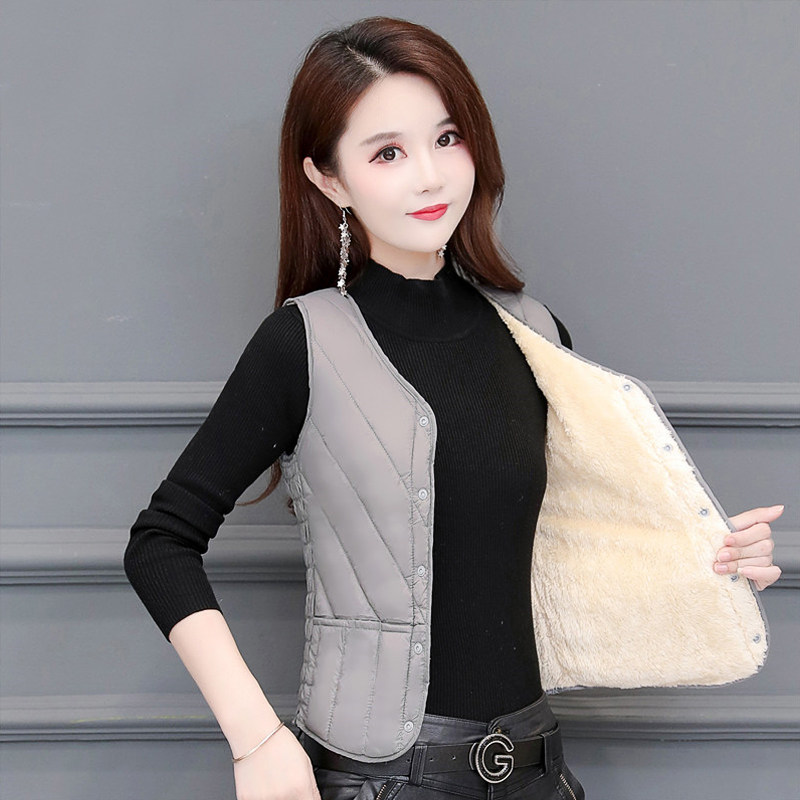加绒羽绒马甲女保暖羽绒内胆修身