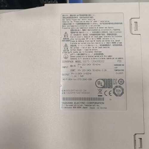 议价SGD7S-120A00B202安川伺服驱动器、带电机 图片可维修