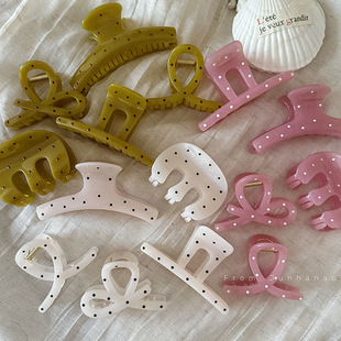 韩系甜美风波点滴釉鲨鱼夹头饰发饰女加厚pc板材抓夹百搭时尚