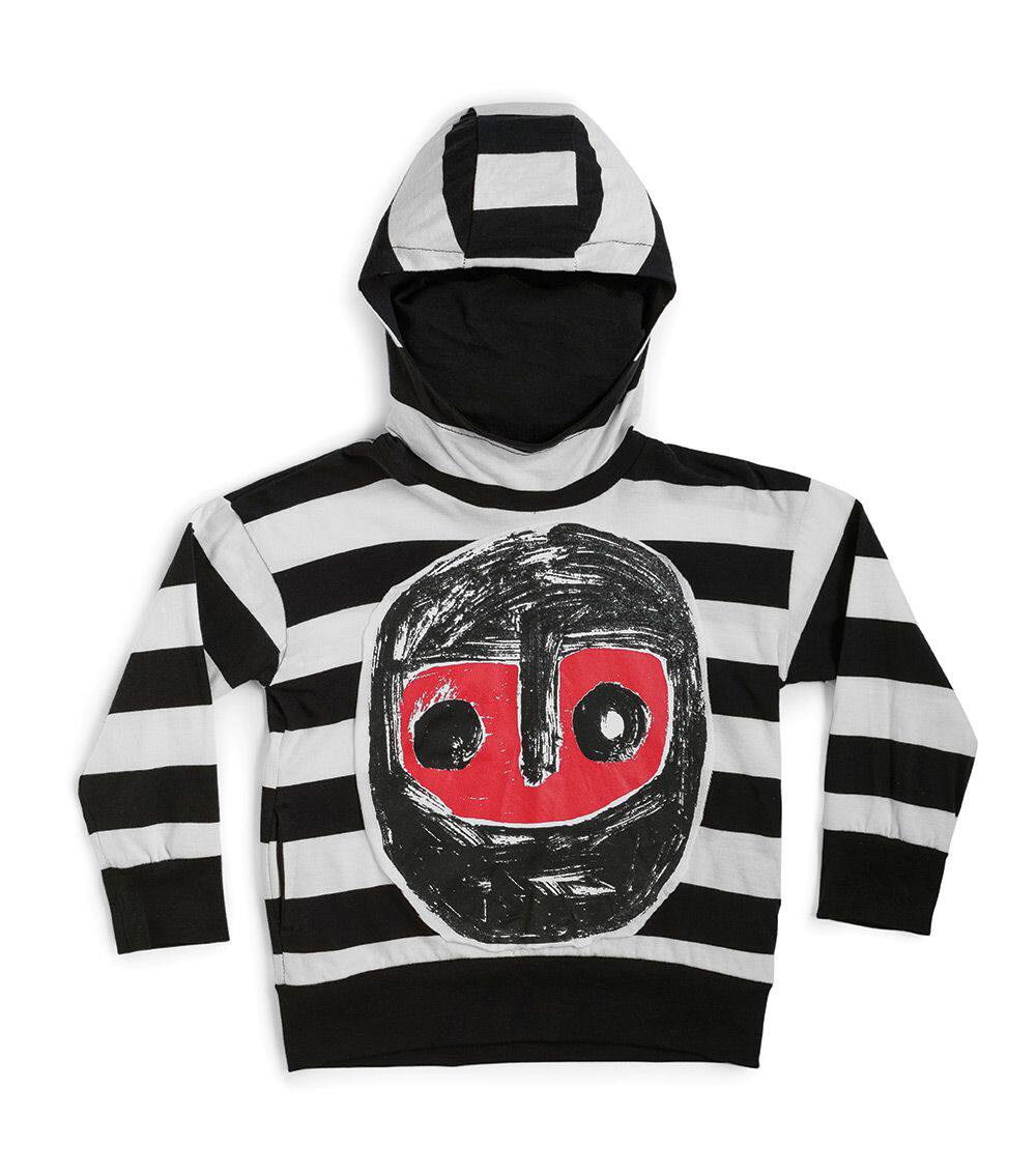 스팟상품  이스라엘 누누누 SS21 흑백 스트라이프 닌자 후드티는 부모자식 헤어스타일로 최고