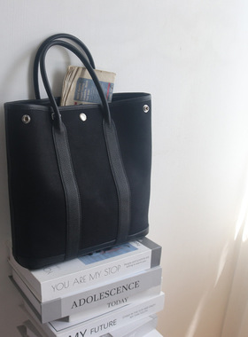 轻便~布配头层牛皮托特手提包撞色tote休闲斜跨单肩女包Women bag