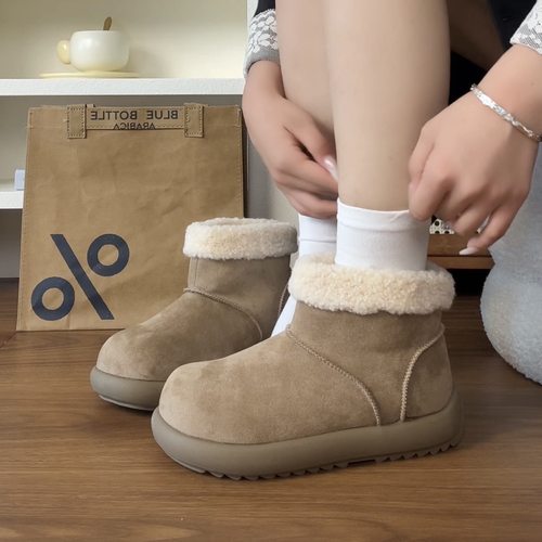 喜番SHOP冬季加绒保暖雪地靴女2025新款厚底土豆勃肯鞋芒果头棉鞋