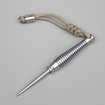 TC4钛合金户外工具茶针锥子隐藏两用烤色EDC便携可拆卸自卫刀坠