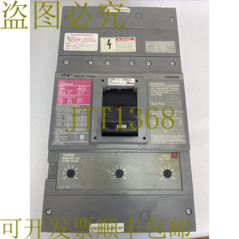 原装供应ITE  CPD63B160 SENTRON 系列断路器 1600A 600VAC 3 极