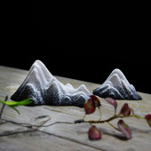 饰品客厅中式 饰摆件陶瓷雪山造景装 家居摆件 仿真假山鱼缸装 奇艺