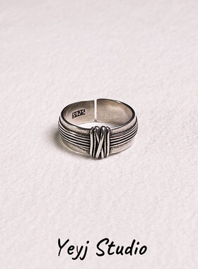 小众复古做旧捆绑戒指男生ins冷淡风个性开口高级感嘻哈潮流指环