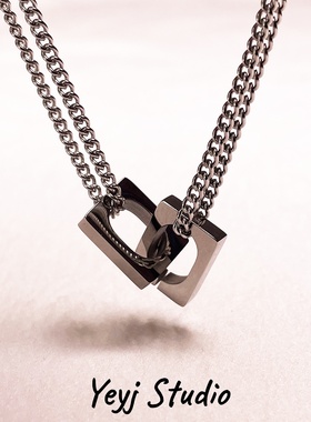 小众百搭简约双层方扣项链