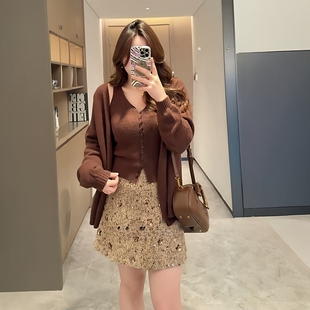 大码女装2025新款秋冬装慵懒风套装吊带开衫两件套女胖mm显瘦套装