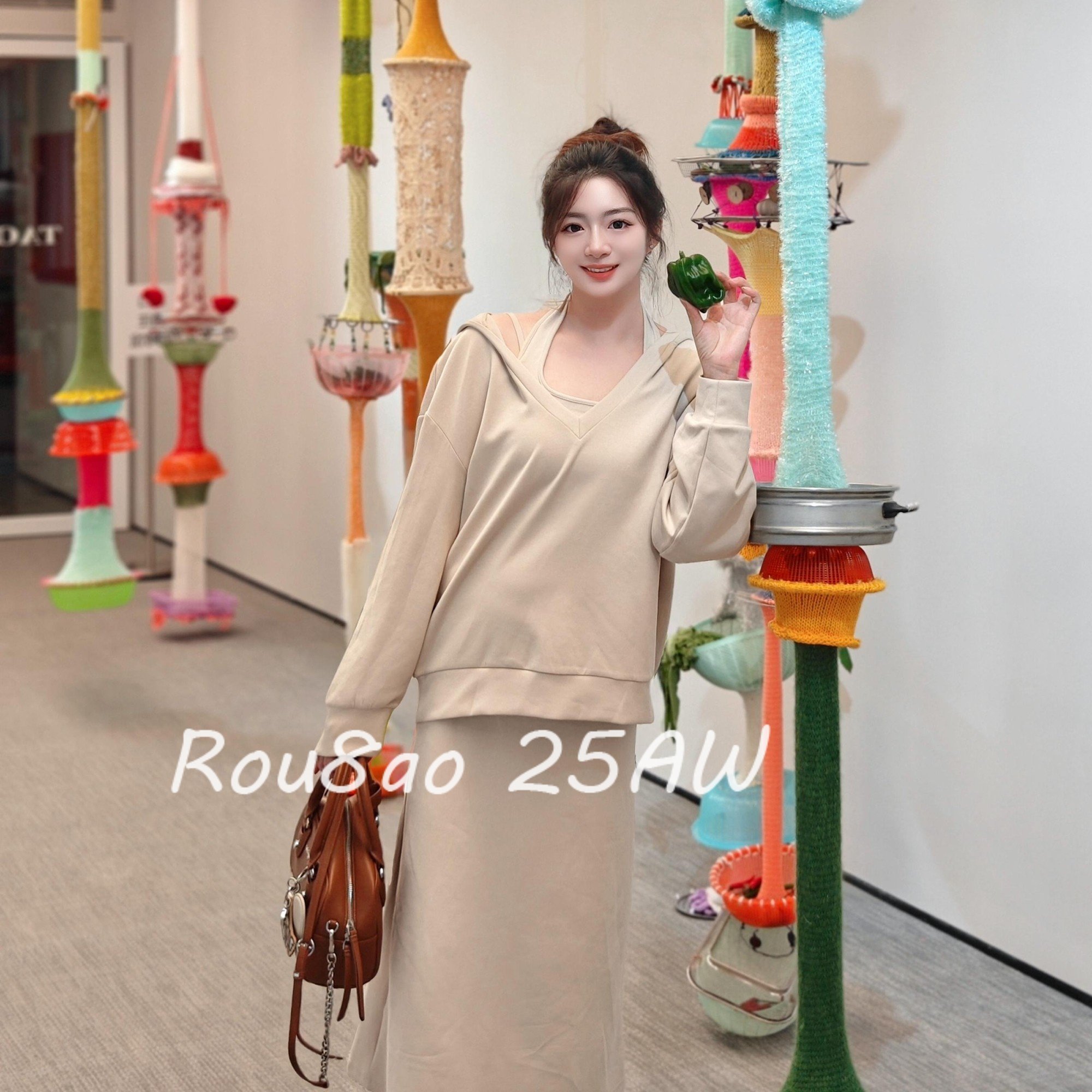 Rou8ao微胖大码女装慵懒风微胖mm宽松连帽卫衣挂脖连衣裙两件套,女装/女士精品,大码套装,淘宝优惠券,粉丝福利购,淘宝优惠卷