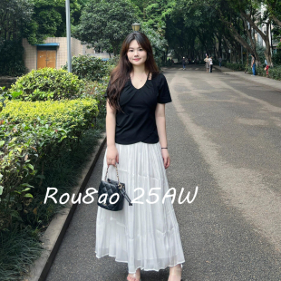 设计感上衣纯欲风镂空露锁骨V领衬衣 韩系法式 Rou8ao微胖大码 女装