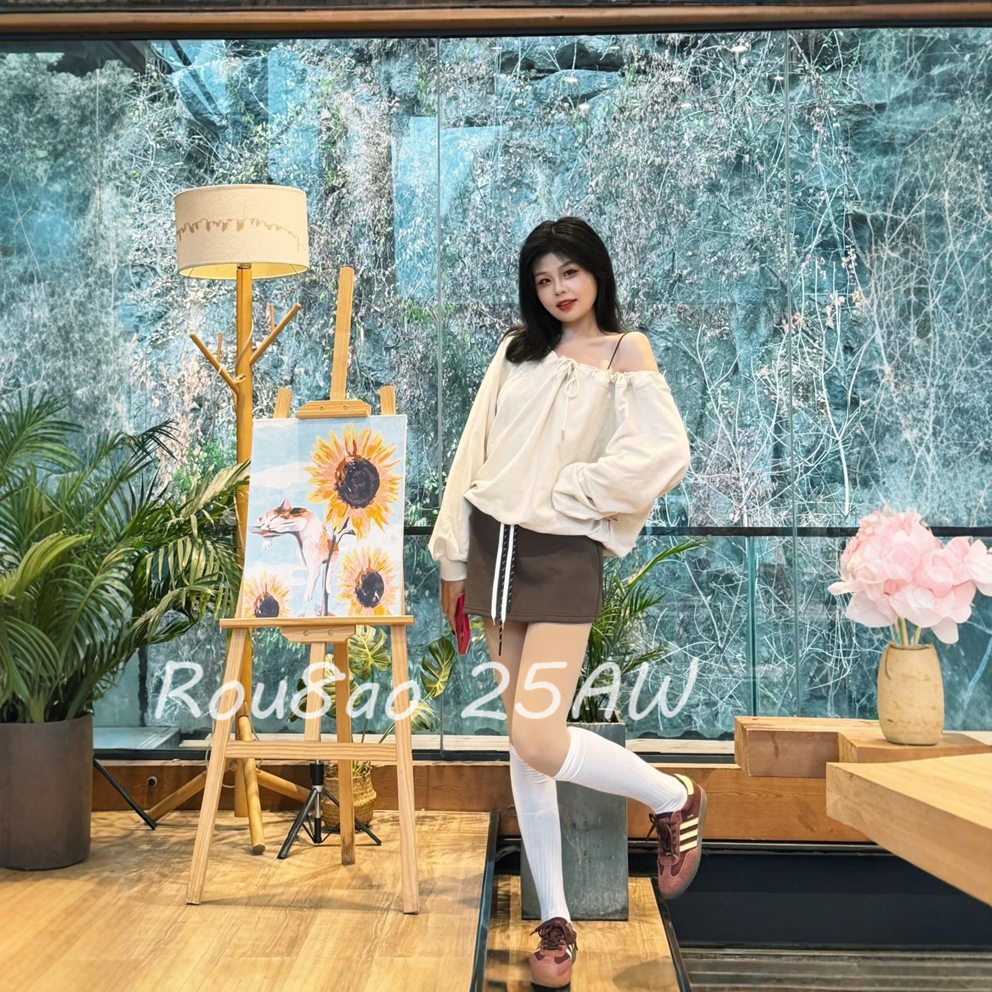 Rou8ao大码女装韩系抽绳露肩上衣半身裙两件套女2026春季微胖套装,女装/女士精品,大码套装,淘宝优惠券,粉丝福利购,淘宝优惠卷