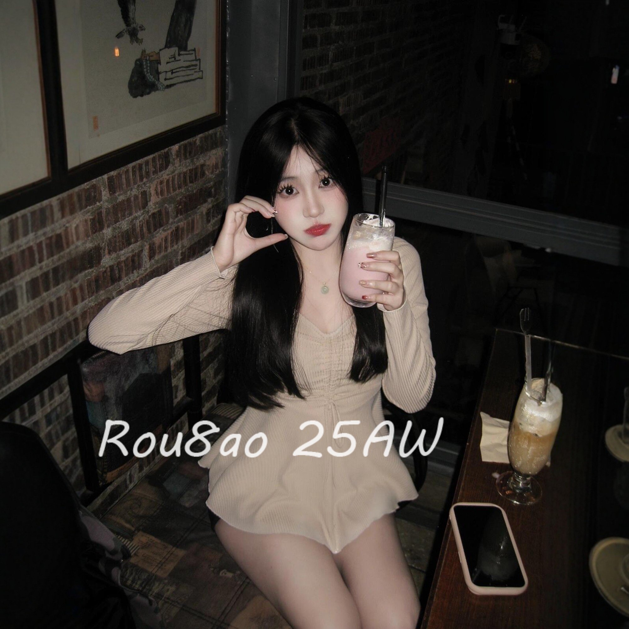 Rou8ao微胖大码女装纯欲风抽绳V领针织打底衫胖mm显瘦别致上衣,女装/女士精品,大码内搭,淘宝优惠券,粉丝福利购,淘宝优惠卷