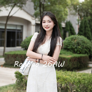 胖mm海边度假风提花镂空刺绣v领小飞袖 连衣裙 女装 Rou8ao微胖大码