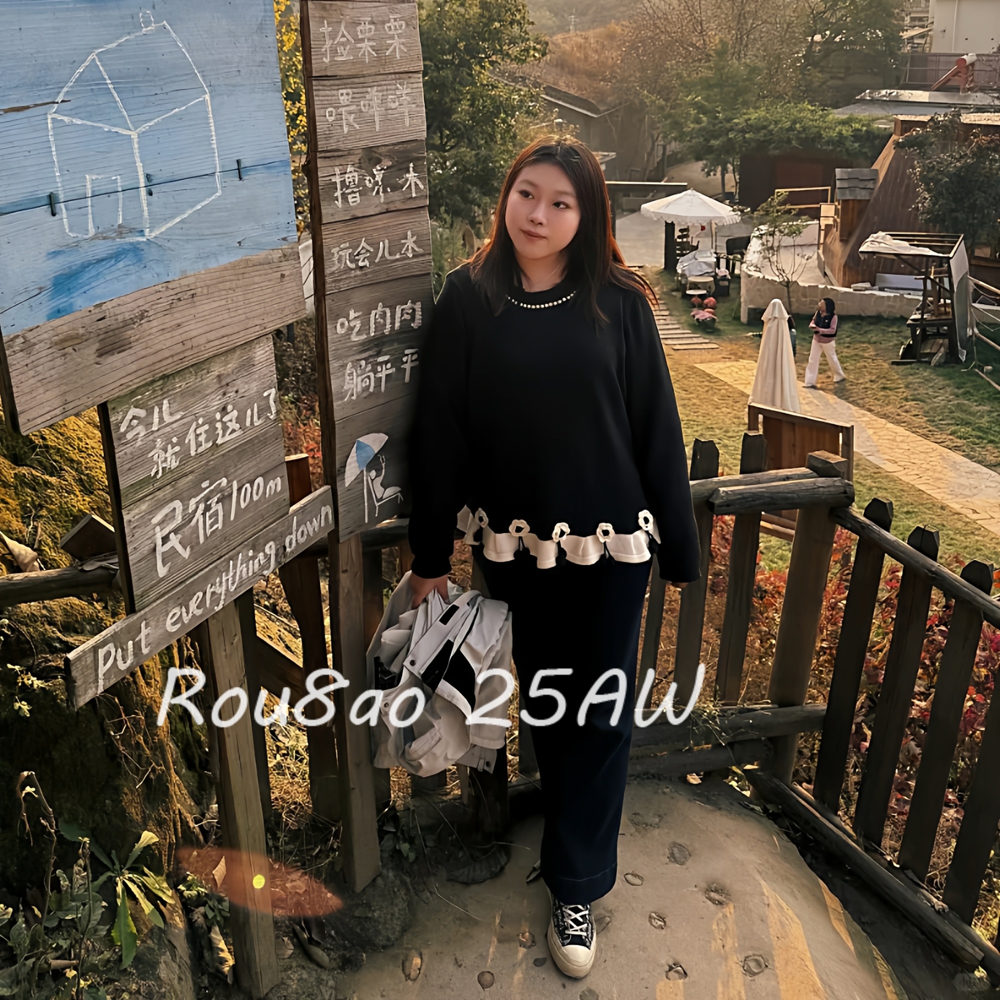 荷叶边打底长袖针织衫时尚上衣