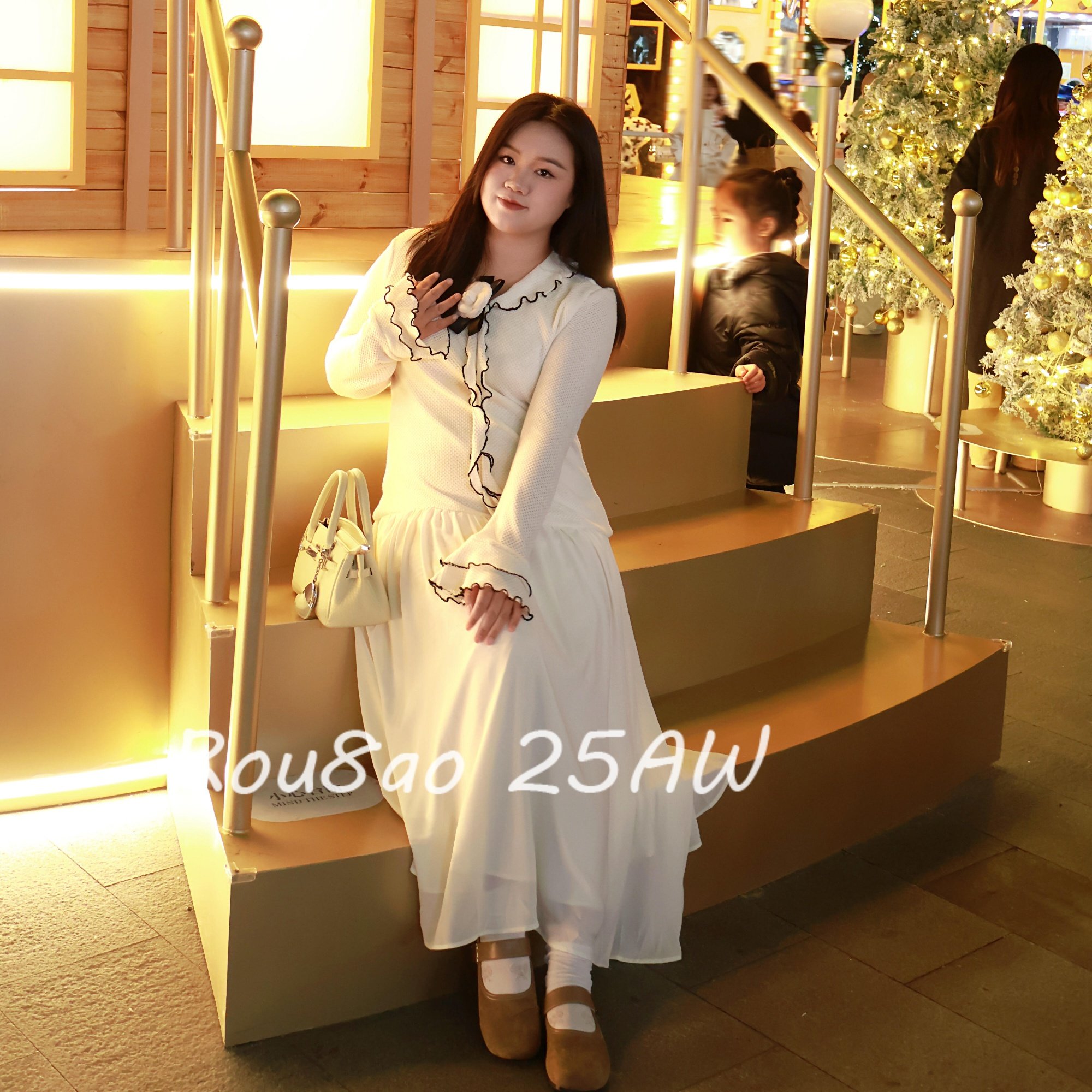 Rou8ao微胖大码女装针织内搭连衣裙女早春设计感裙子小众V领长裙,女装/女士精品,大码连衣裙,淘宝优惠券,粉丝福利购,淘宝优惠卷