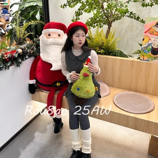 Rou8ao微胖大码女装韩系高级气质收腰短款连衣裙波点打底衫两件套