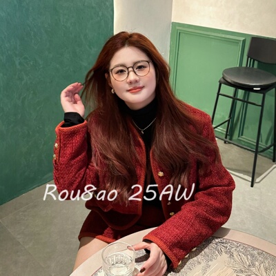 法式小香风粗花呢外套半身裙套装