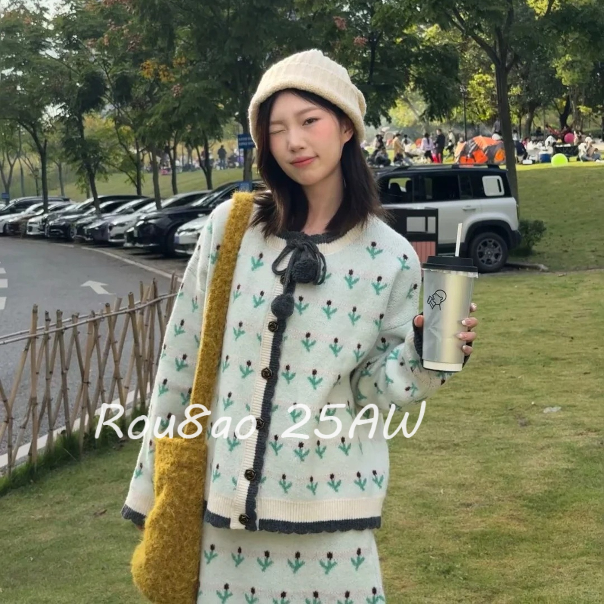 毛衣外套显瘦针织半身裙两件套