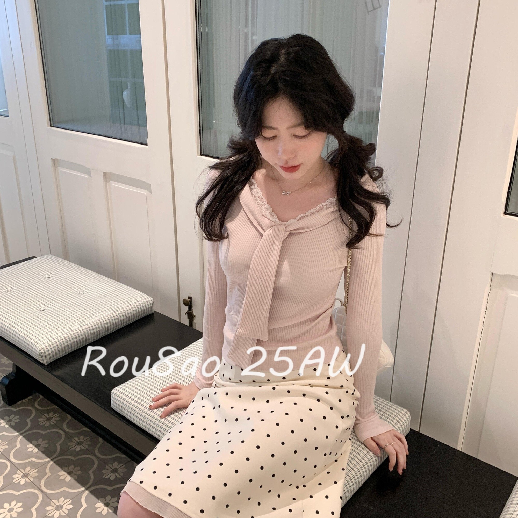 Rou8ao微胖大码女装修身针织衫秋冬显瘦叠穿绑带内搭别致休闲上衣,女装/女士精品,大码内搭,淘宝优惠券,粉丝福利购,淘宝优惠卷